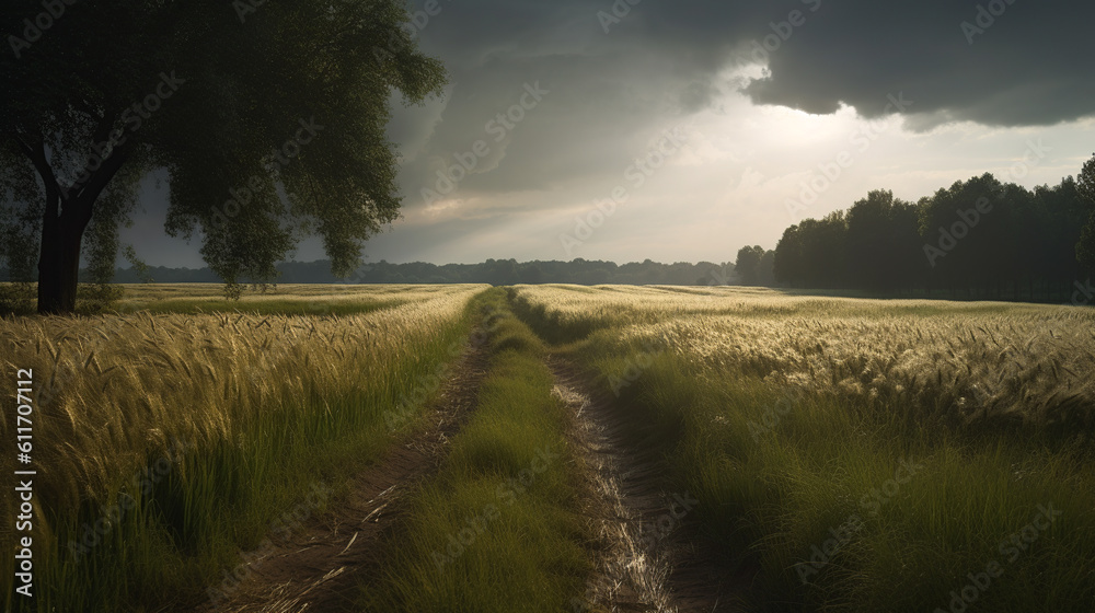 Naklejka premium misty morning in the mountains , generative, ai