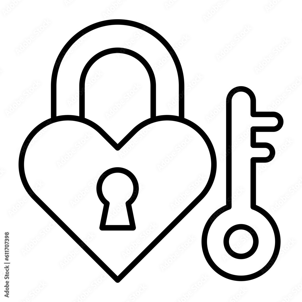 Love Lock Thin Line Icon Love Lock Thin Line Icon