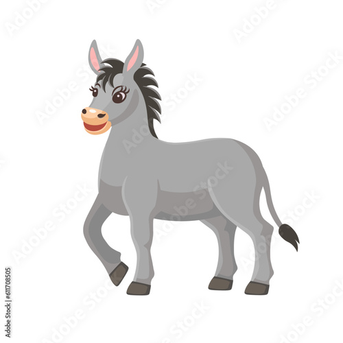 Cartoon donkey for kids. Farm animals.Vector illustration