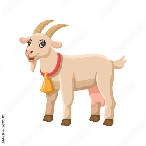 Cartoon goat for kids. Farm animals.Vector illustration