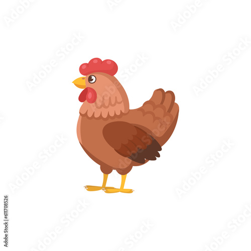 Cartoon hen for kids. Farm animals.Vector illustration © NADEZHDA