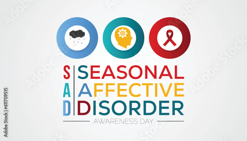 Seasonal affective disorder (SAD) awareness day is observed every year in July.banner design template Vector illustration background design.