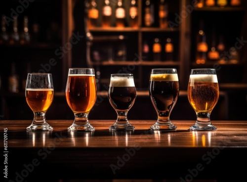 Beer in glass Illustration AI Generative.