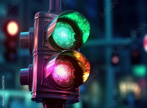 Traffic light background. Illustration AI Generative.