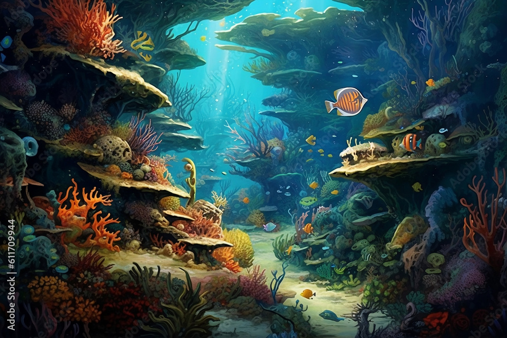 Fototapeta premium coral reef and fish