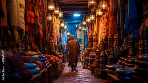 The Bustling Bazaar: A Vibrant Palette of Marrakesh's Medina © TheAIAesthetic