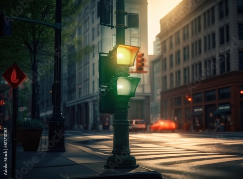 Traffic light background. Illustration AI Generative.