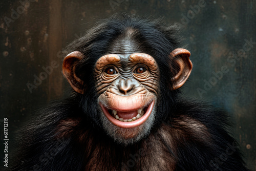 friendly and charismatic chimpanze character involved in an everyday activity, animal influencer, animals banner, Generative AI © AstralAngel