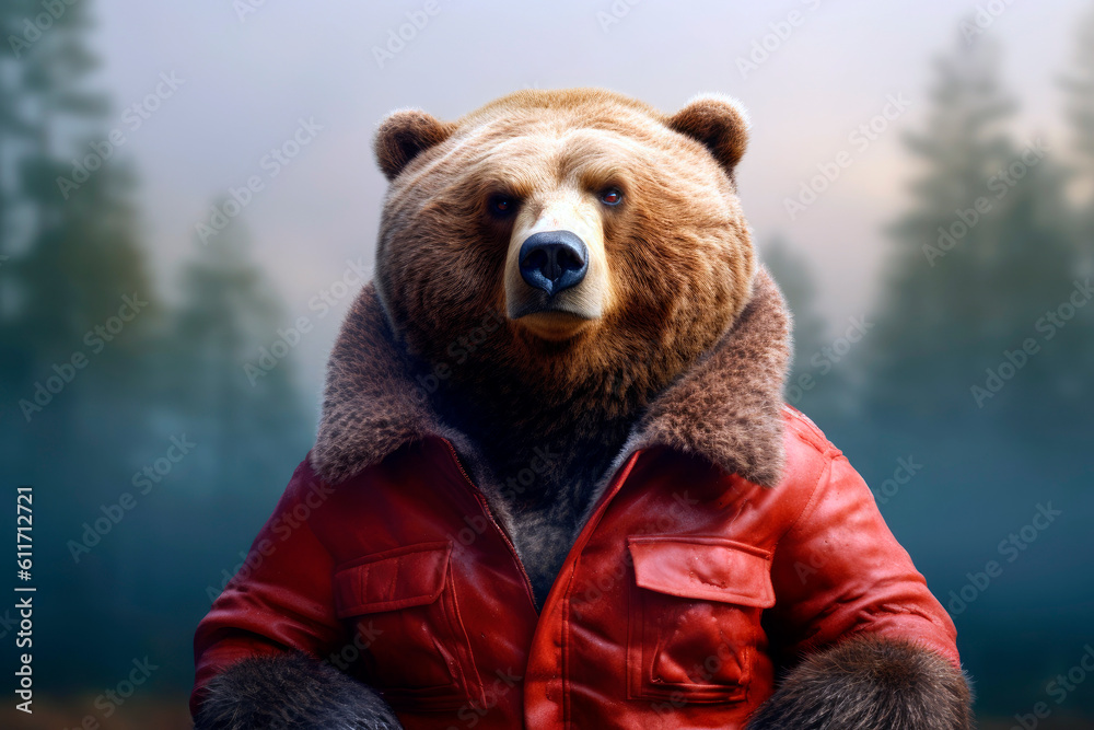 friendly and charismatic bear character involved in an everyday activity, animal influencer, animals banner, Generative AI friendly and charismatic bear character involved in an everyday activity, animal influencer, animals banner, Generative AI