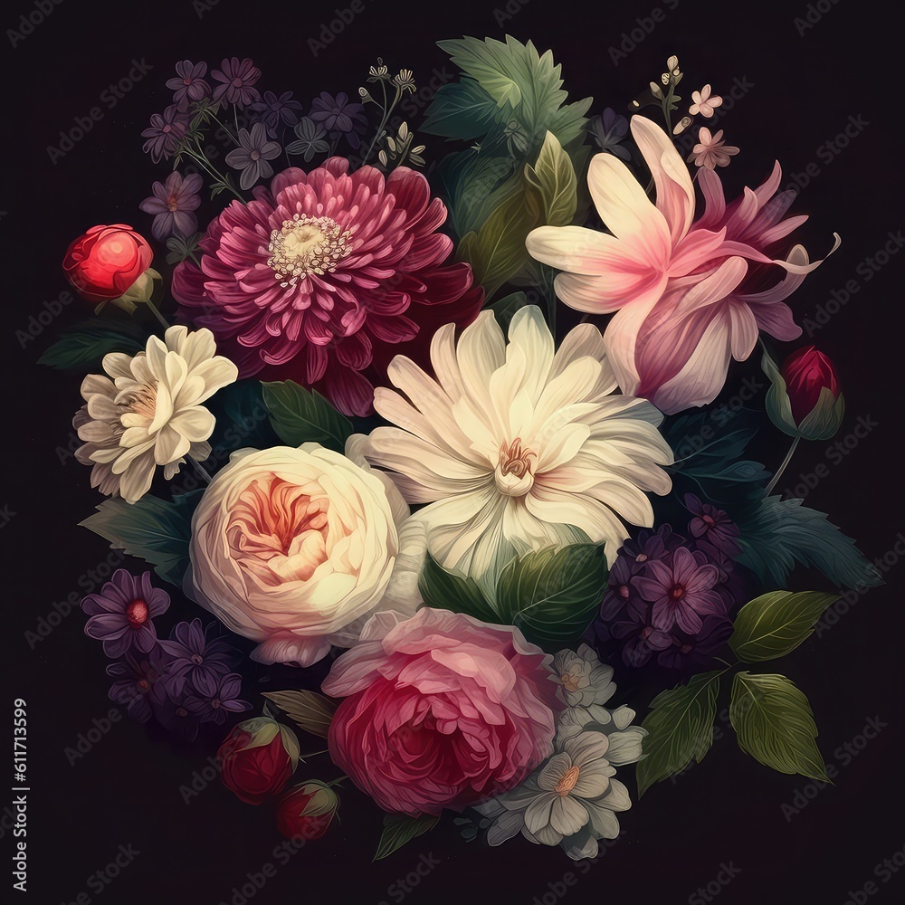 Beautiful fantasy vintage flower, digital background