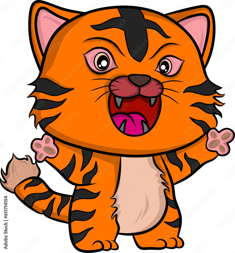 Obraz premium tiger cartoon illustration for mascot or children book