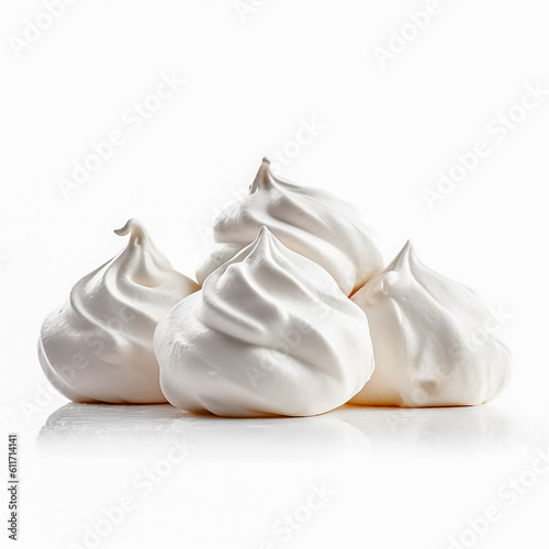  Delicious Meringues with Double Cream isolated on white background  generative AI  