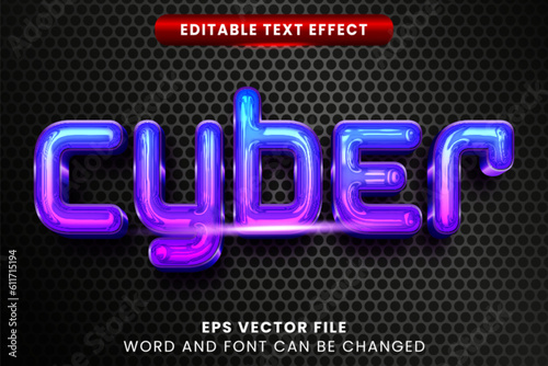 Neon cyber editable vector text effect