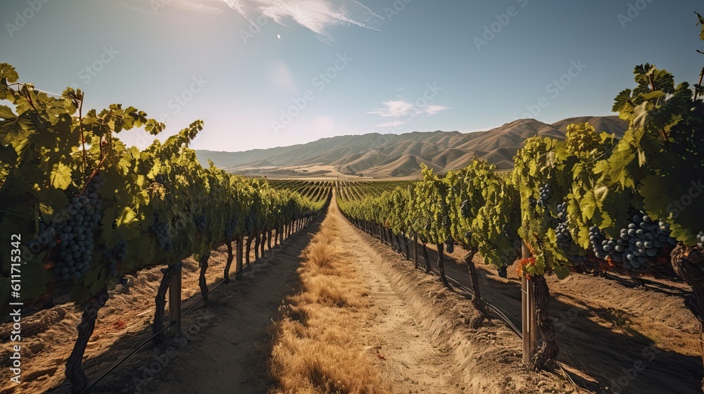 Fototapeta premium California Vineyard, Generative AI Illustration