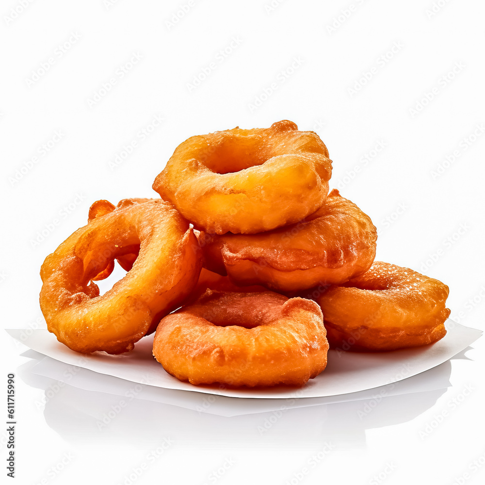 Delicious Picarones isolated on white background, generative AI

