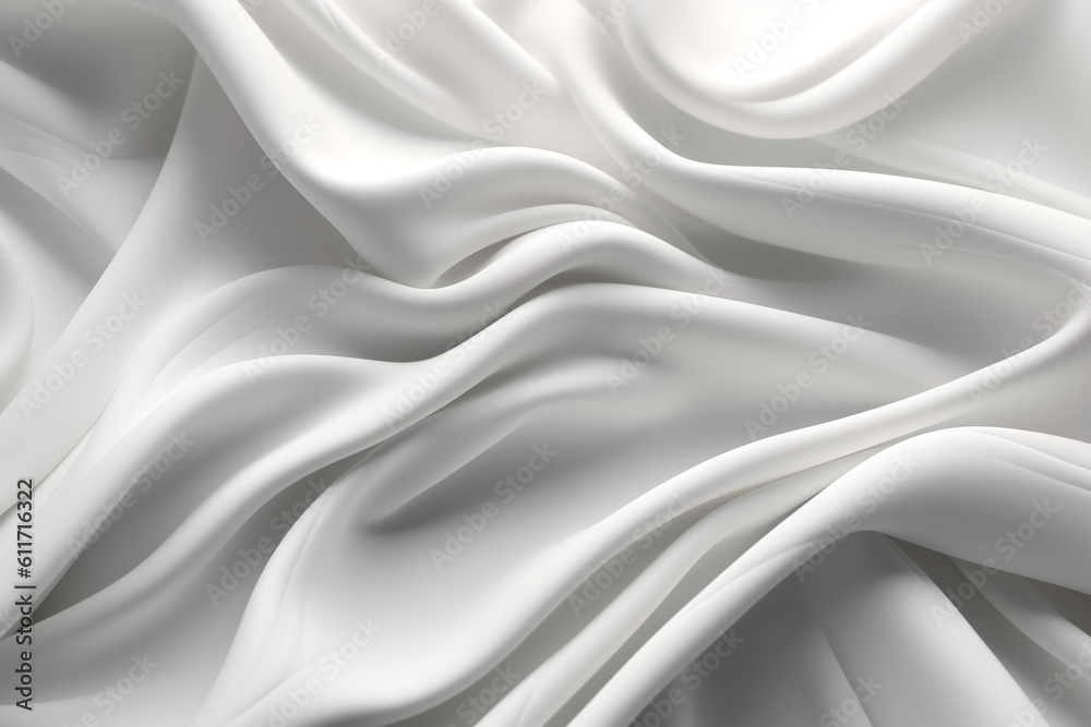 3d render, abstract background with folded textile, white cloth macro, fashion wallpaper wavy layers 