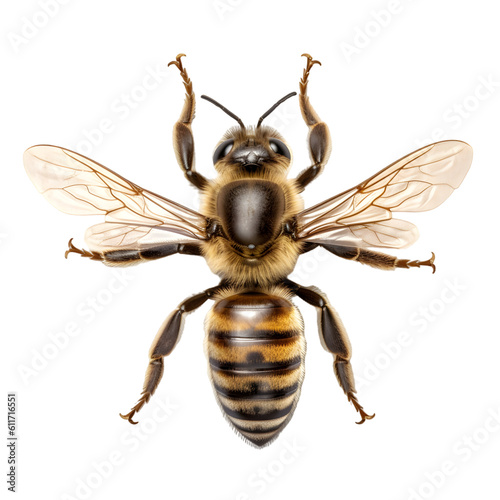 honey bee top view isolated on transparent Background