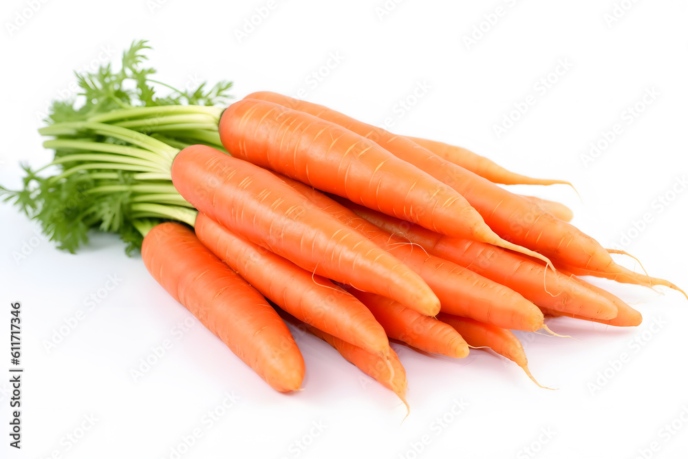 Carrots isolated on white background Generative AI Carrots isolated on white background Generative AI