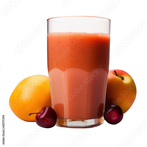 juice and fruits isolated on transparent background cutout