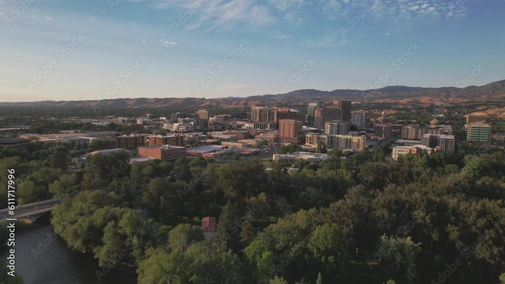 Aerial approach to downtown Boise Idaho near the Rose Garden Aerial approach to downtown Boise Idaho near the Rose Garden