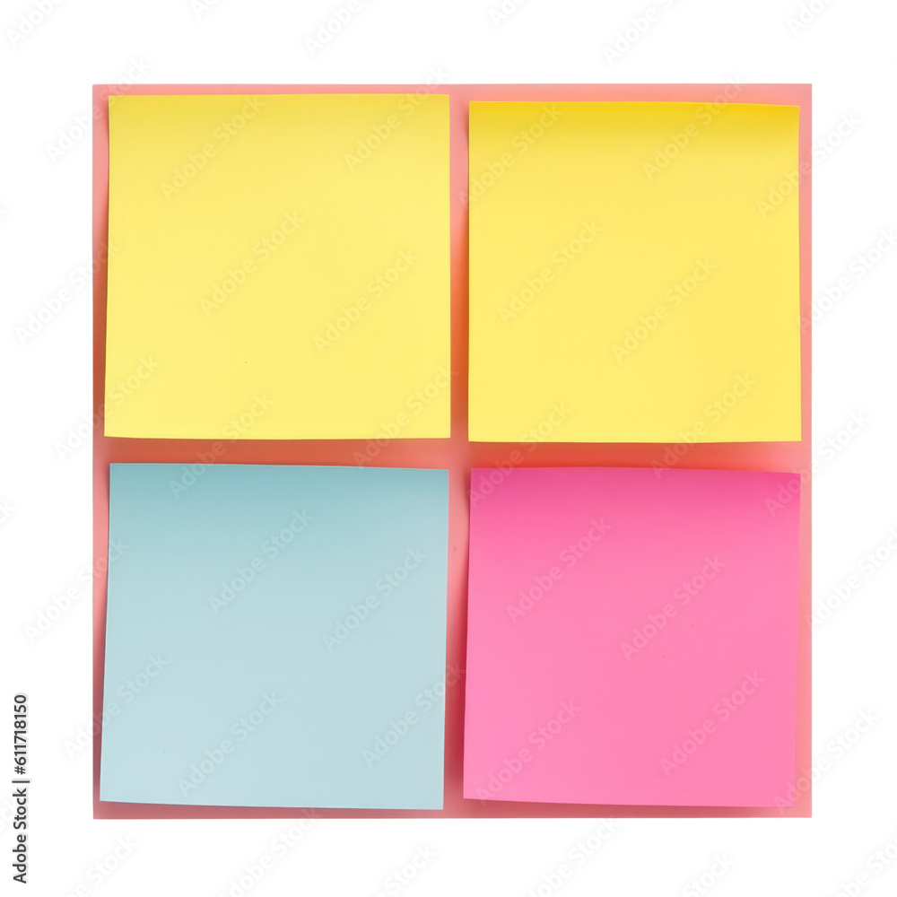 set of colorful notes isolated on transparent background cutout