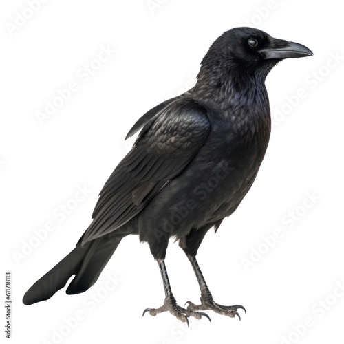 crow isolated on transparent background cutout © Papugrat