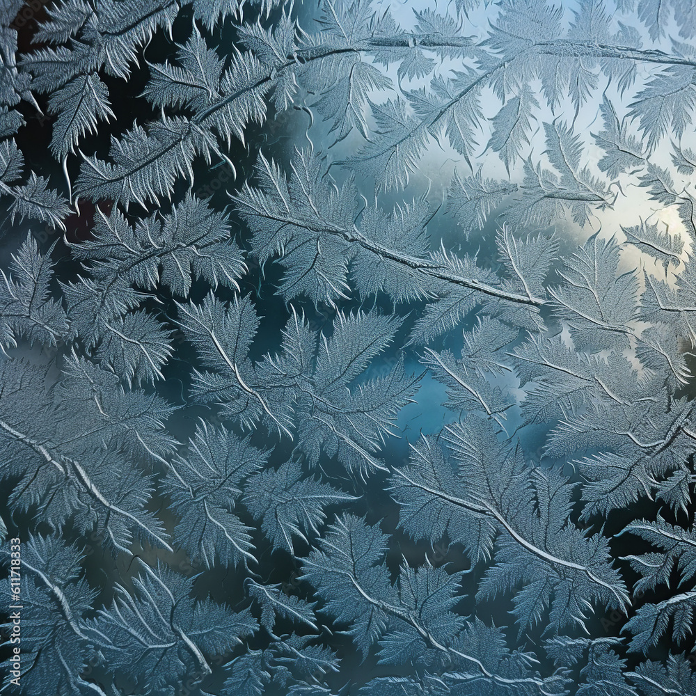 winter, snow, tree, branch, pine, christmas, frost, nature, cold, ice, fir, season, frozen, forest, spruce, xmas, window, closeup, crystal, blue, frosty, snowflake, decoration, natural, twig, generati