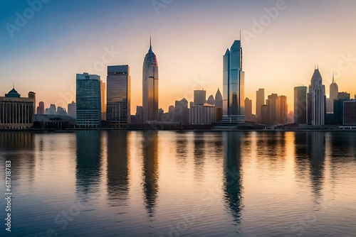 a striking image of a sleek and modern skyscraper piercing the clouds, symbolizing human ambition and progress © Being Imaginative