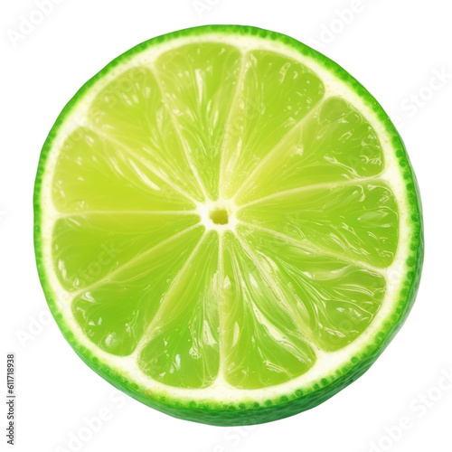 slice of lime isolated on transparent background cutout © Papugrat