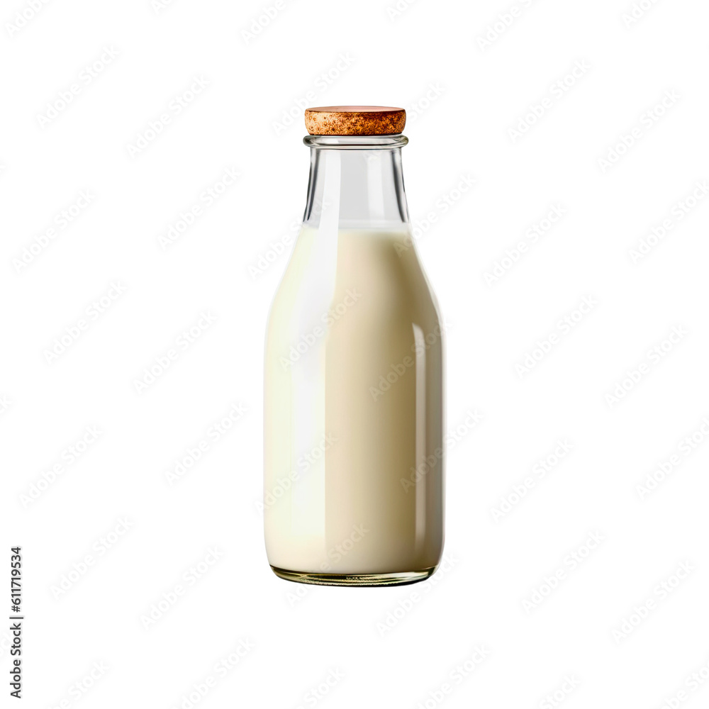 ai generated Single bottle of fresh milk isolated, clipping-path included, vertical position, closeup ai generated Single bottle of fresh milk isolated, clipping-path included, vertical position, closeup