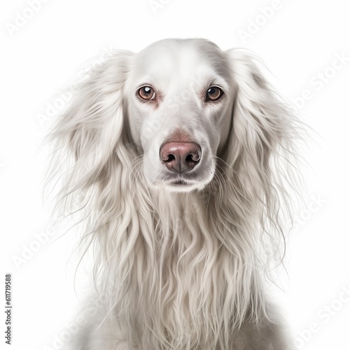dog face shot, isolated on white background, generative AI