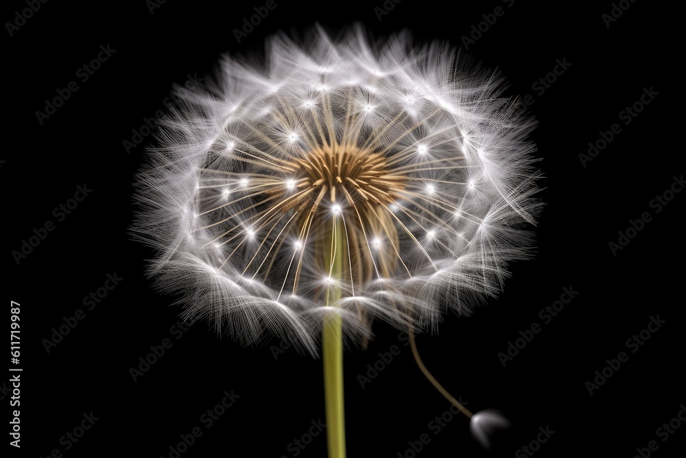 Fototapeta premium Photo of a close-up dandelion plant. Generative AI