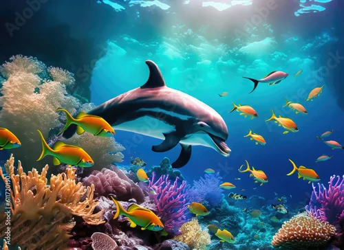 Obraz coral reef and fish