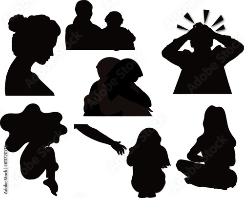 element silhouettes of people mental health depression