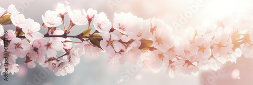 Beautiful spring cherry blossom banner, banner, generative AI