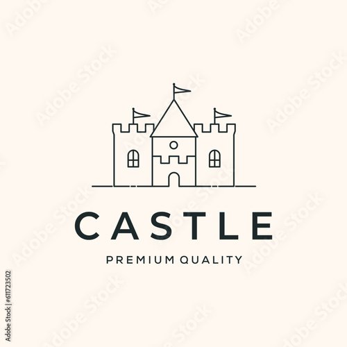 wizard castle line art logo vector minimalist illustration design, simply castle symbol design