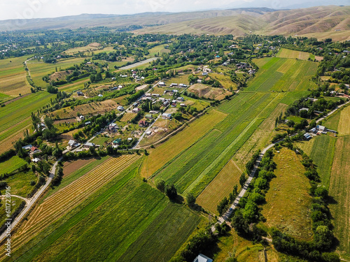 Aerial view of green agricultural fields