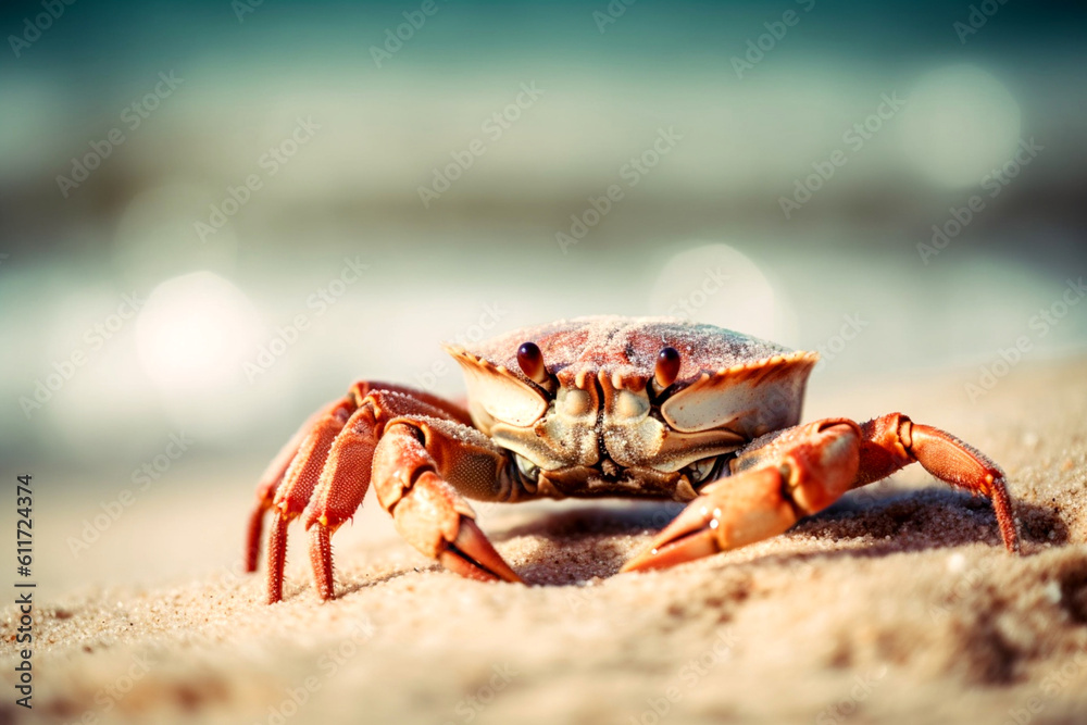 Summer frame crab, sand background
