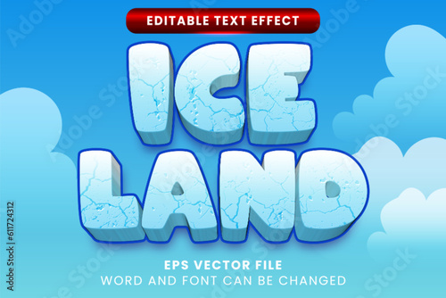 Ice land 3d editable vector text effect