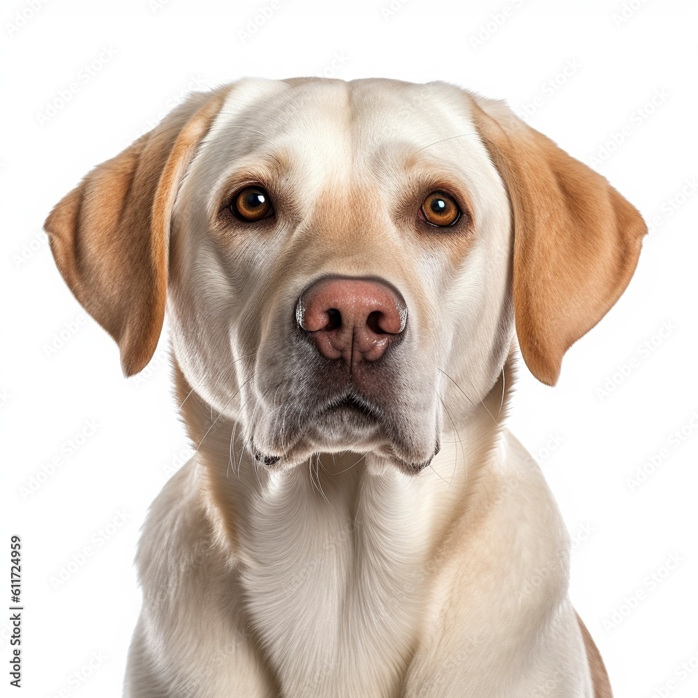 dog face shot, isolated on white background, generative AI