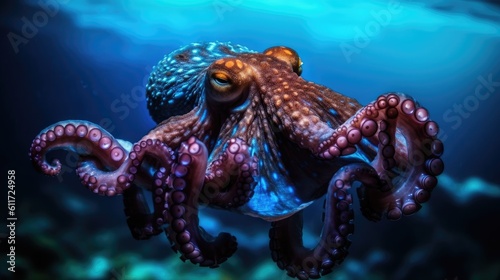 octopus on dark background, AI generative