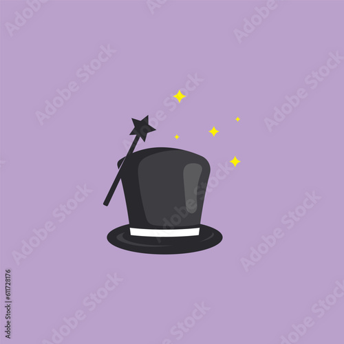 Magician's Hat and Magic Wand Logo Template