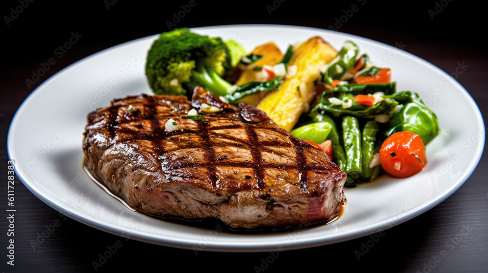 grilled steak with vegetables