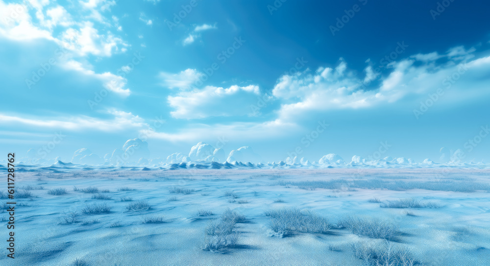 Blue sky day time background with majestic clouds. Generative Ai.