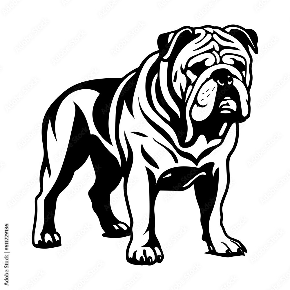 bulldog cartoon on white background illustration