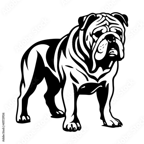 bulldog cartoon on white background illustration