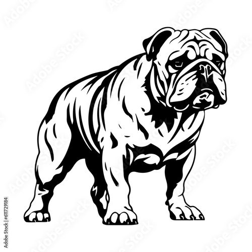 bulldog cartoon on white background illustration