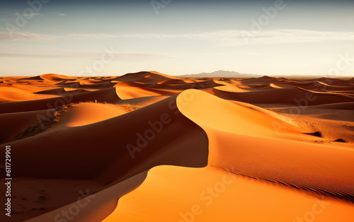 Sand dunes in the Sahara Desert, Merzouga, Morocco, Generative AI