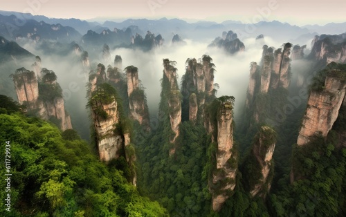 Zhangjiajie cliff mountain at Wulingyuan Hunan China, Generative AI