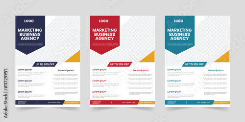 Creative business agency opening workshop a4 flyer, annual corporate marketing solution report, one-sided purple poster template